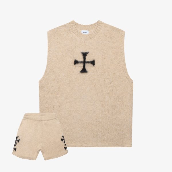 BRUSHED CROSS KNIT SET ECRU Online-Schn?ppchen