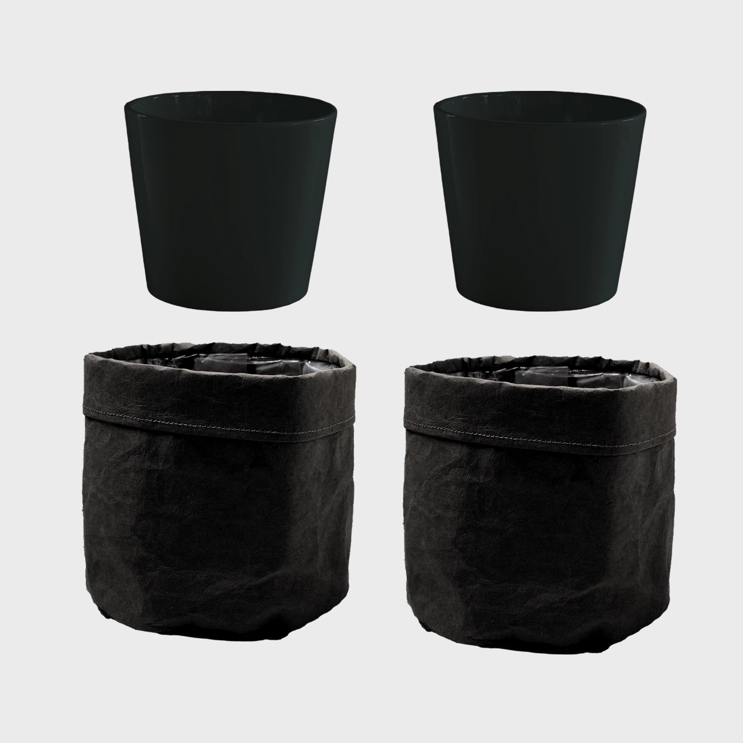 4er Übertopfset 2L 2S Schwarz Mode