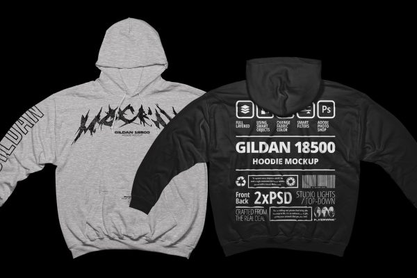 Gildan 18500 Hoodie Mockup - Wide arms Schn?ppchen – Bild 2