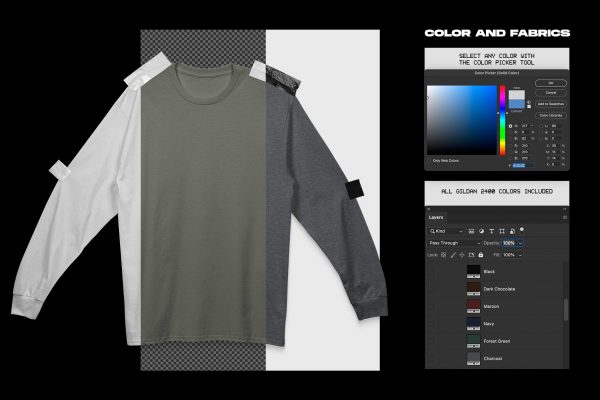 Gildan 2400 Long Sleeve Mockup - Taped Online – Bild 5