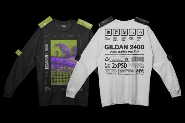 Gildan 2400 Long Sleeve Mockup - Taped Online – Bild 2