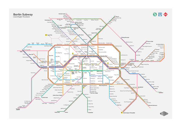 Berlin Metro Map: Literal English Translation A2 Art Poster Angebot
