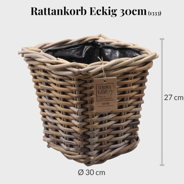 Rattankorb Eckig 30cm mit Erde Schn?ppchen – Bild 2