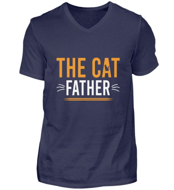The Cat Father  - Herren V-Neck Shirt Im Angebot – Bild 3
