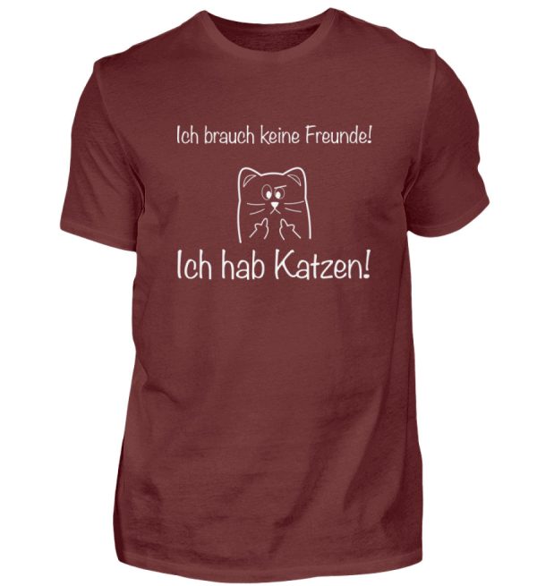 Ich brauch keine Freunde! Ich hab Katzen! weiß  - Herren Premiumshirt Mode – Bild 3