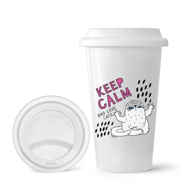Keep calm and love cats  - To-Go Becher Angebot