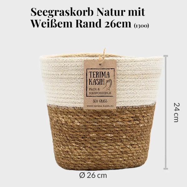 Seegraskorb Natur mit Weißem Rand 26cm Schn?ppchen – Bild 4