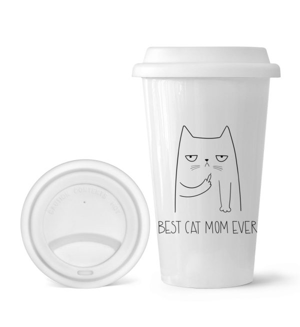 Best cat mom ever Katze Mittelfinger  - To-Go Becher Jetzt online