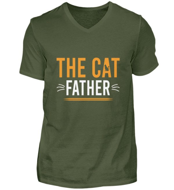 The Cat Father  - Herren V-Neck Shirt Im Angebot – Bild 4