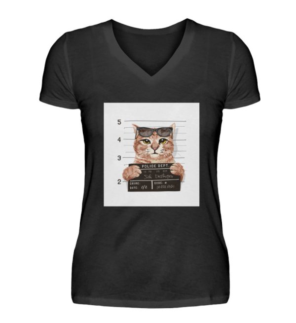 Criminal cat  - V-Neck Damenshirt Schn?ppchen – Bild 4