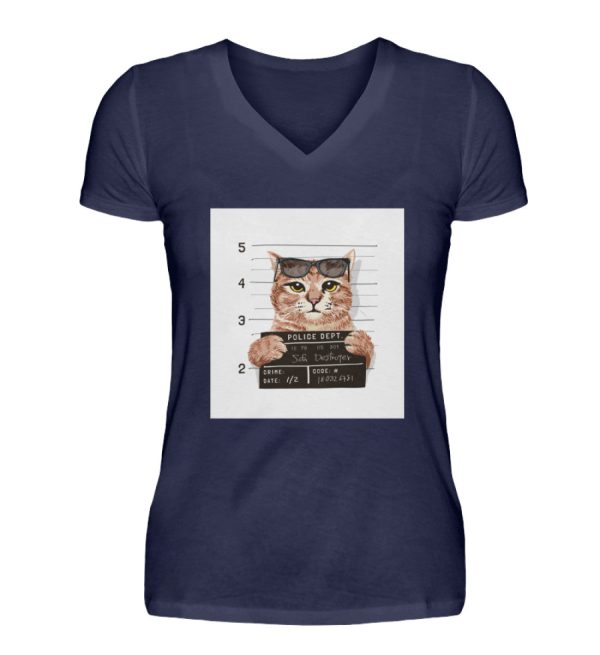 Criminal cat  - V-Neck Damenshirt Schn?ppchen