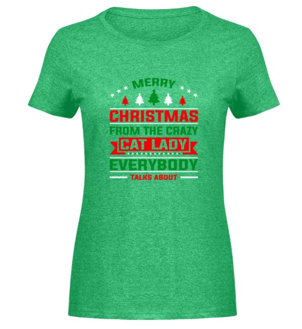 Merry Christmas from the crazy cat lady  - Damen Melange Shirt Mode – Bild 2
