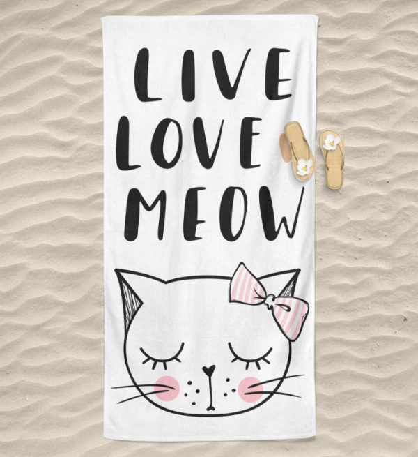 Live Love Meow Katzengesicht Schleife - High quality beach towel Angebot