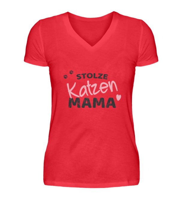 Stolze Katzen Mama  - V-Neck Damenshirt Online-Verkauf – Bild 2