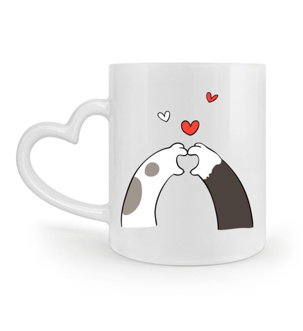 Katzenpfoten mit Herzen  - Herzhenkel Tasse Online