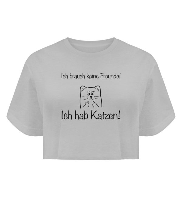 Ich brauch keine Freunde! Ich hab Katzen! schwarz  - Boyfriend Organic Crop Top Online-Verkauf – Bild 2