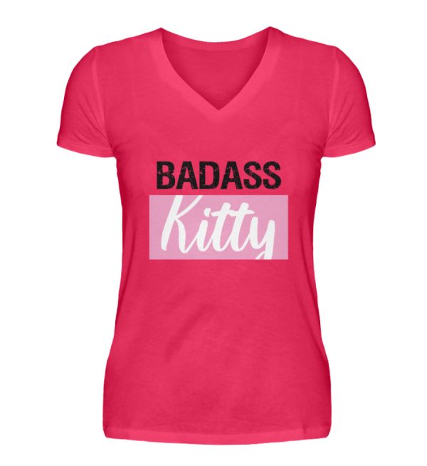 Badass Kitty  - V-Neck Damenshirt Rabatt – Bild 2