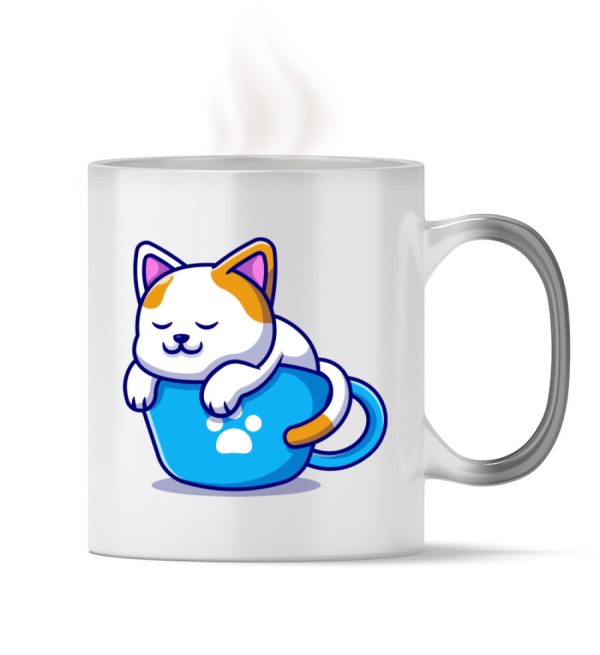 Katze in blauer Tasse  - Magic - Tasse Rabatt