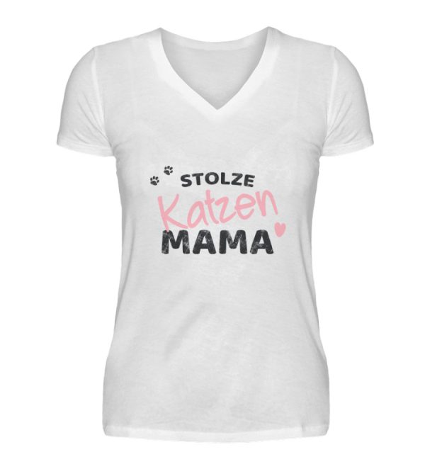 Stolze Katzen Mama  - V-Neck Damenshirt Online-Verkauf – Bild 3