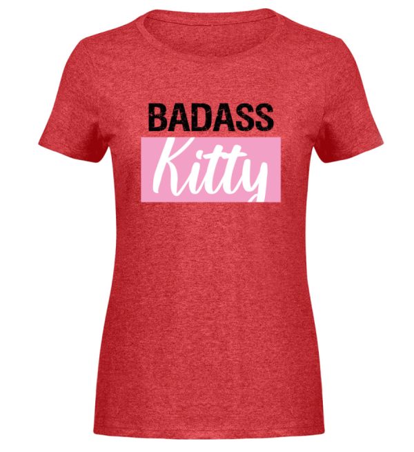 Badass Kitty  - Damen Melange Shirt Online-Schn?ppchen