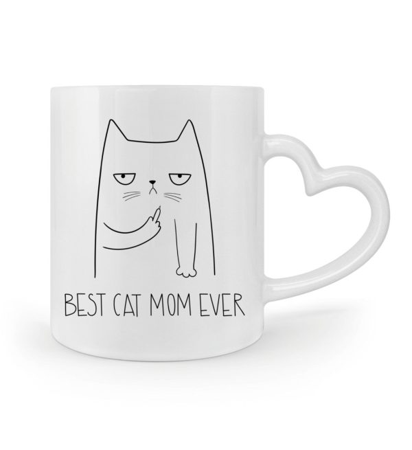 Best cat mom ever Katze Mittelfinger  - Herzhenkel Tasse Im Angebot – Bild 2
