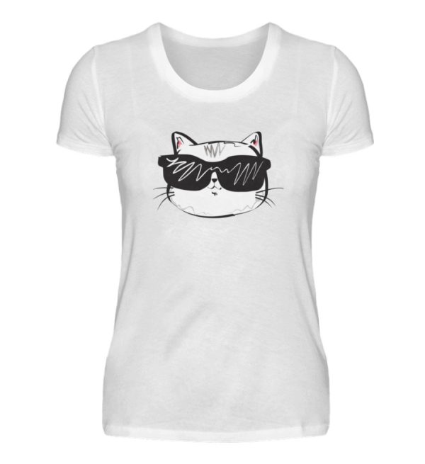 Coole Katze mit Sonnenbrille  - Damen Premiumshirt Schn?ppchen – Bild 3