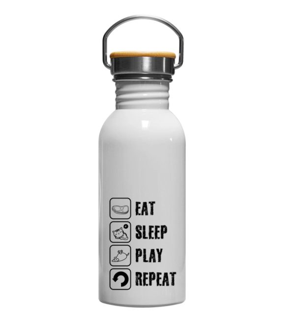 Eat sleep play repeat  - Edelstahl Trinkflasche Rabatt