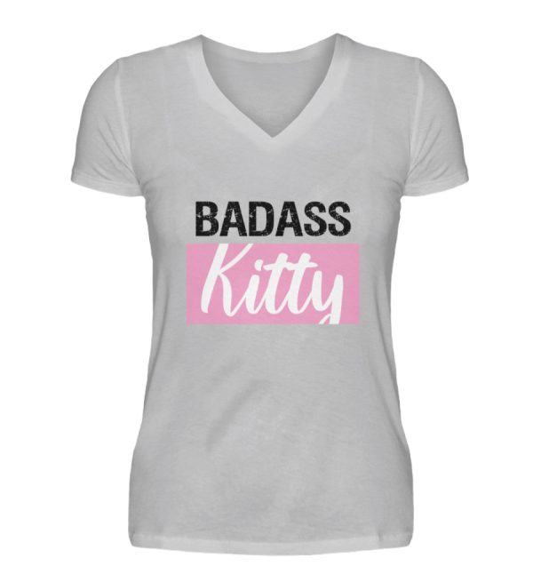 Badass Kitty  - V-Neck Damenshirt Rabatt