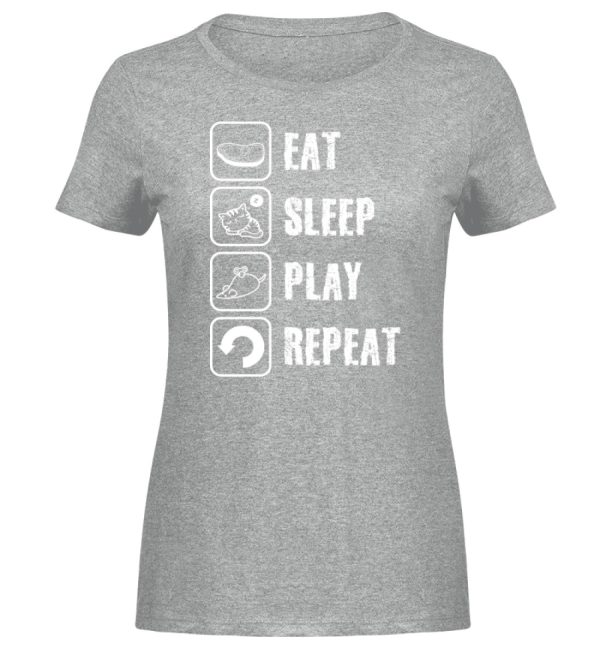 Eat sleep play repeat weiße Schrift  - Damen Melange Shirt Rabatt – Bild 3