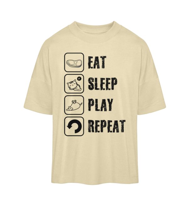 Eat sleep play repeat schwarze Schrift  - Organic Oversized Shirt ST ST Rabatt