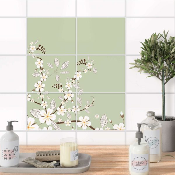 Fliesenfolie [quer] für Küche & Bad - Design: White Blossoms Online-Schn?ppchen – Bild 2