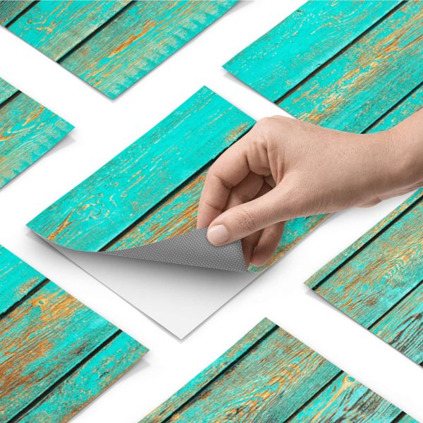Fliesenfolie [quer] für Küche & Bad - Design: Wooden Aqua Online – Bild 3