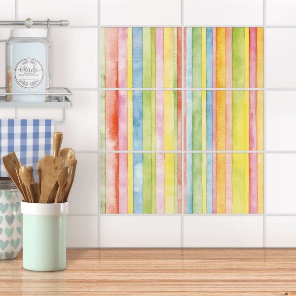 Fliesenfolie [quer] für Küche & Bad - Design: Watercolor Stripes Online-Verkauf