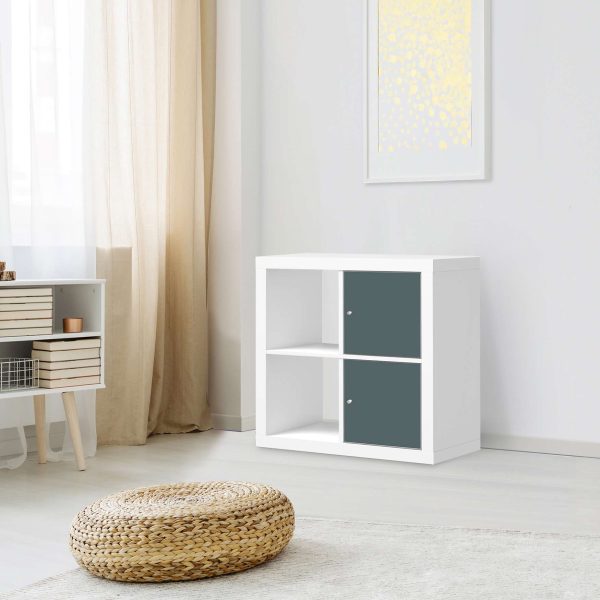 Möbelfolie IKEA Kallax Regal 2 Türen (hoch) - Design: Blaugrau Light Mode – Bild 3