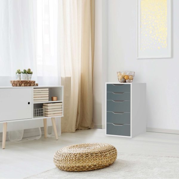 Klebefolie für Möbel IKEA Alex 5 Schubladen (bis 2021) - Design: Blaugrau Light Im Angebot – Bild 3