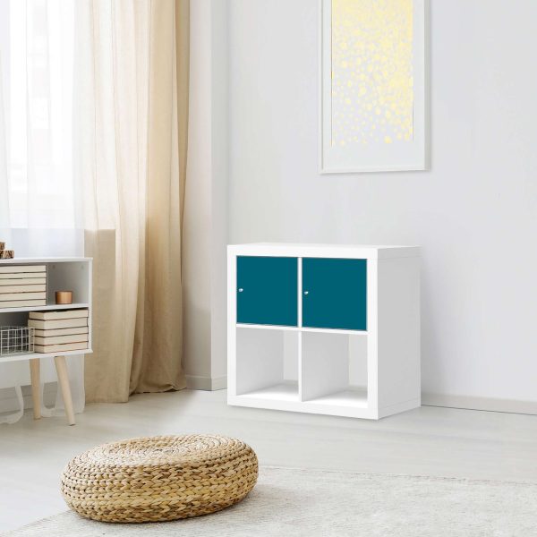 Möbelfolie IKEA Kallax Regal 2 Türen (quer) - Design: Türkisgrün Dark Im Angebot – Bild 3