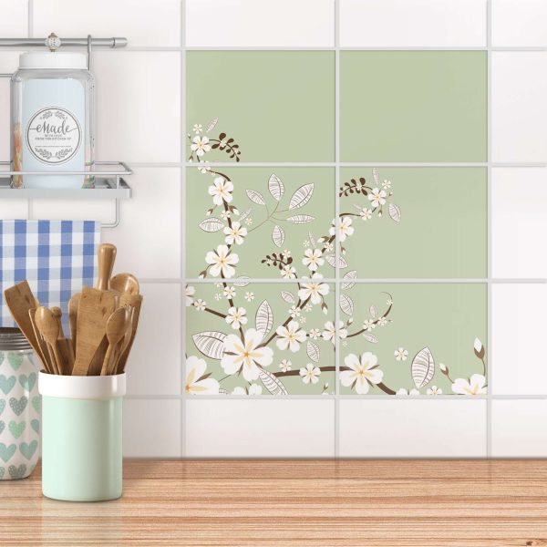 Fliesenfolie [quer] für Küche & Bad - Design: White Blossoms Online-Schn?ppchen