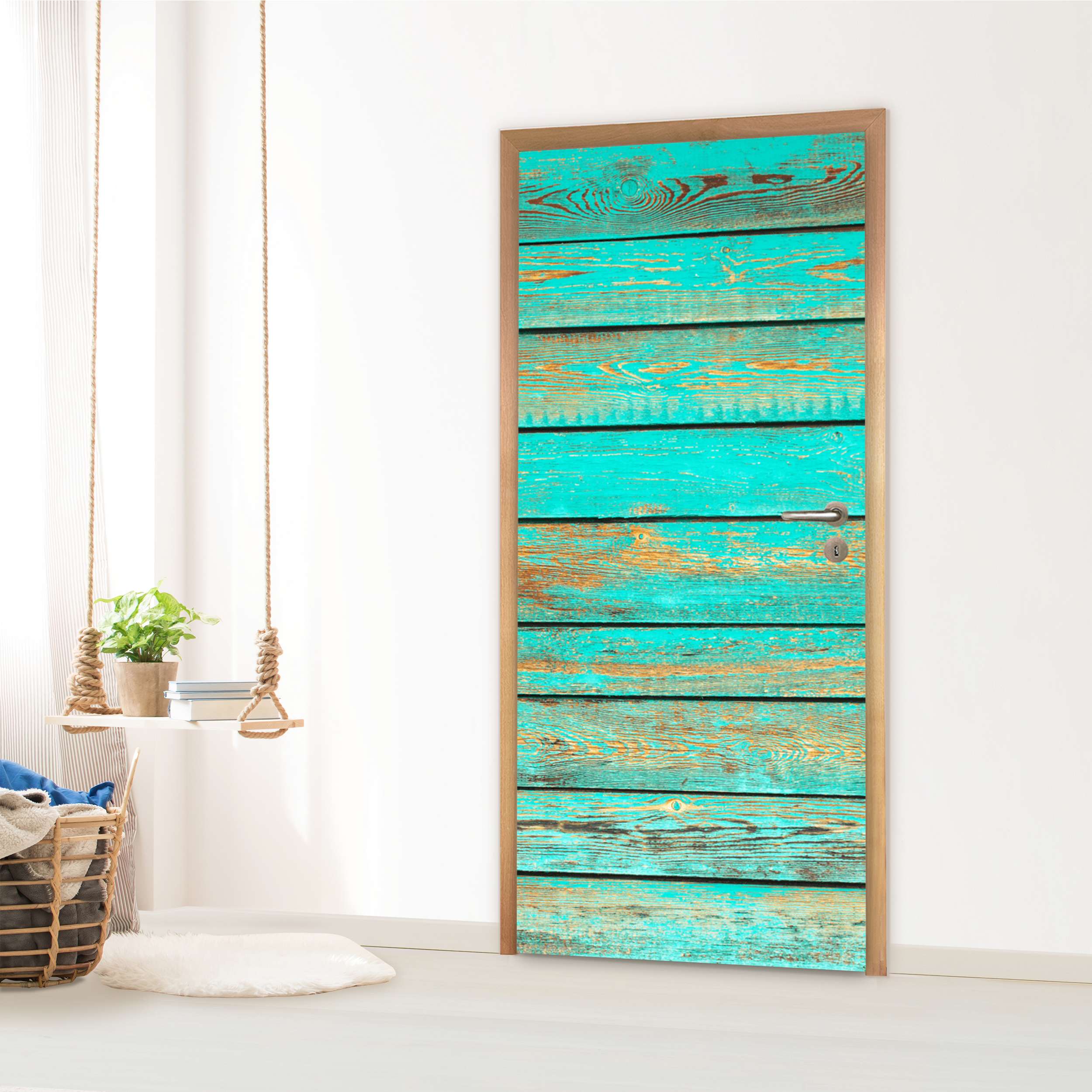 Türfolie – Design: Wooden Aqua Mode