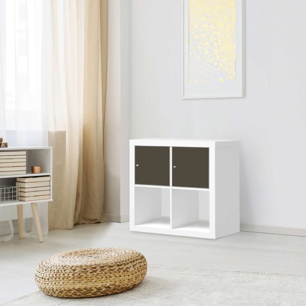 Möbelfolie IKEA Kallax Regal 2 Türen (quer) - Design: Braungrau Dark Jetzt online – Bild 3