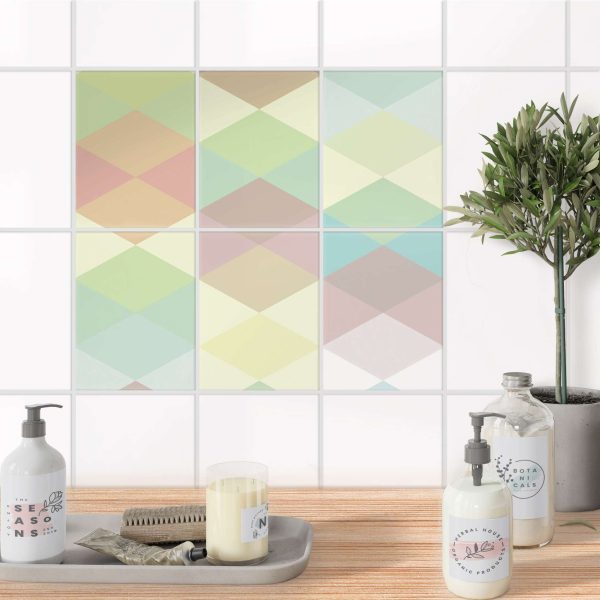 Fliesenaufkleber [hoch] für Küche & Bad - Design: Melitta Pastell Geometrie Rabatt – Bild 2