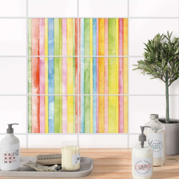 Fliesenfolie [quer] für Küche & Bad - Design: Watercolor Stripes Online-Verkauf – Bild 2